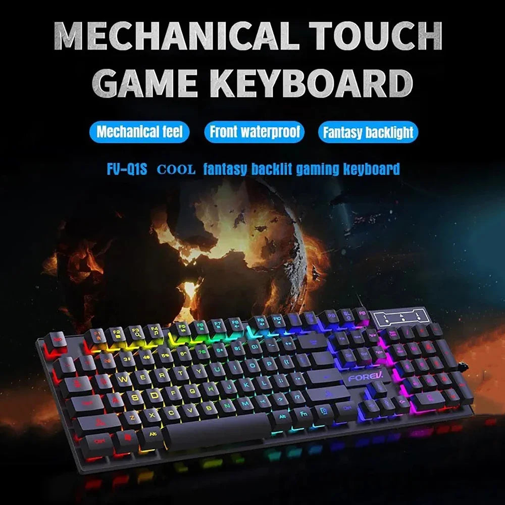 Wired Office Gaming Keyboard Mouse Set USB RGB Backlight Luminous Mechanical Feel Keyboard for Laptop Computer PC Accessories