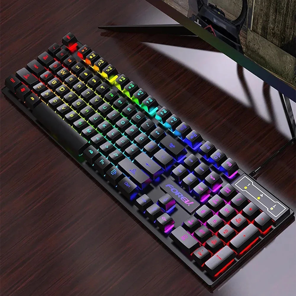 Wired Office Gaming Keyboard Mouse Set USB RGB Backlight Luminous Mechanical Feel Keyboard for Laptop Computer PC Accessories