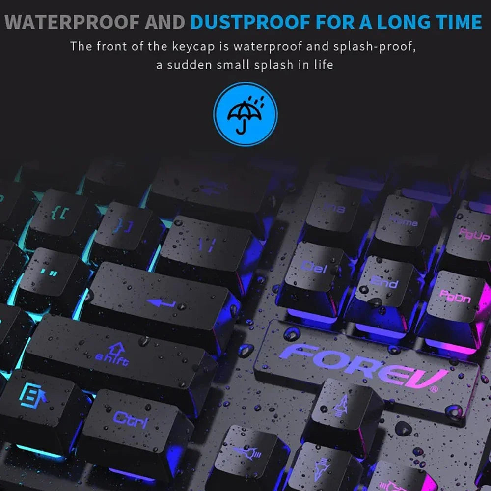 Wired Office Gaming Keyboard Mouse Set USB RGB Backlight Luminous Mechanical Feel Keyboard for Laptop Computer PC Accessories